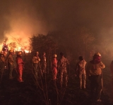 Marinos controlan incendio en “Otuquis” junto voluntarios e instituciones