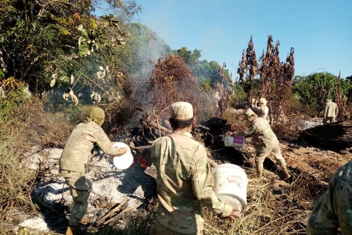 Marinos controlan incendio forestal en frontera con Brasil, en el norte de Pando