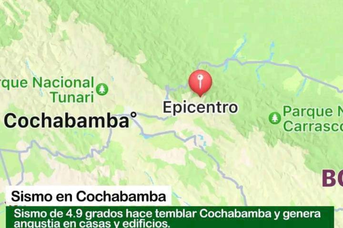 Sismo de 4.9 grados causa temblor en edificios en Cochabamba