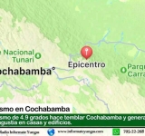 Sismo de 4.9 grados causa temblor en edificios en Cochabamba