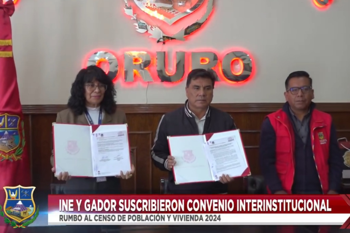 INE y Gobernación de Oruro firman convenio para apoyo al Censo de Población y Vivienda