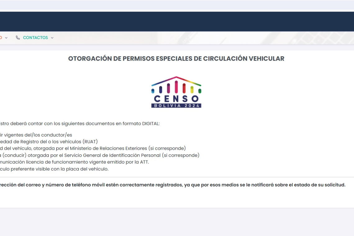 INE habilita plataforma para solicitar permiso de circulación de vehículos en el día del Censo