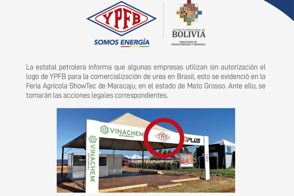 YPFB anuncia acciones legales contra empresas que en Brasil utilizan su logo sin autorización