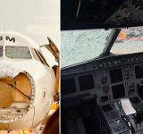 Catastrófica granizada destroza la nariz y el parabrisas de un avión en pleno vuelo 