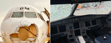 Catastrófica granizada destroza la nariz y el parabrisas de un avión en pleno vuelo 