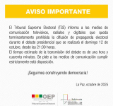 TSE prohíbe difusión de propaganda electoral durante el debate presidencial