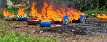 Con visto bueno de la UNODC, en base antidroga incineran 1,1 toneladas de sustancias controladas