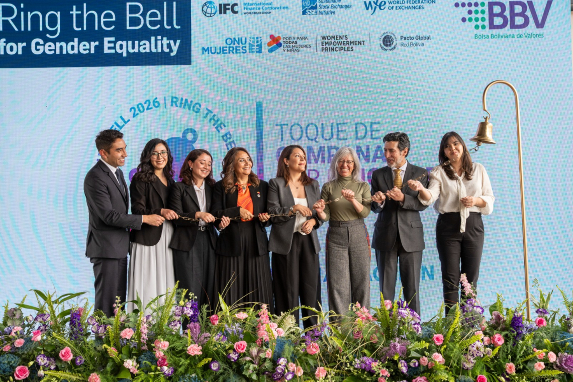 BBV reconoce a BancoSol en el Ring the Bell por su liderazgo en bonos de género