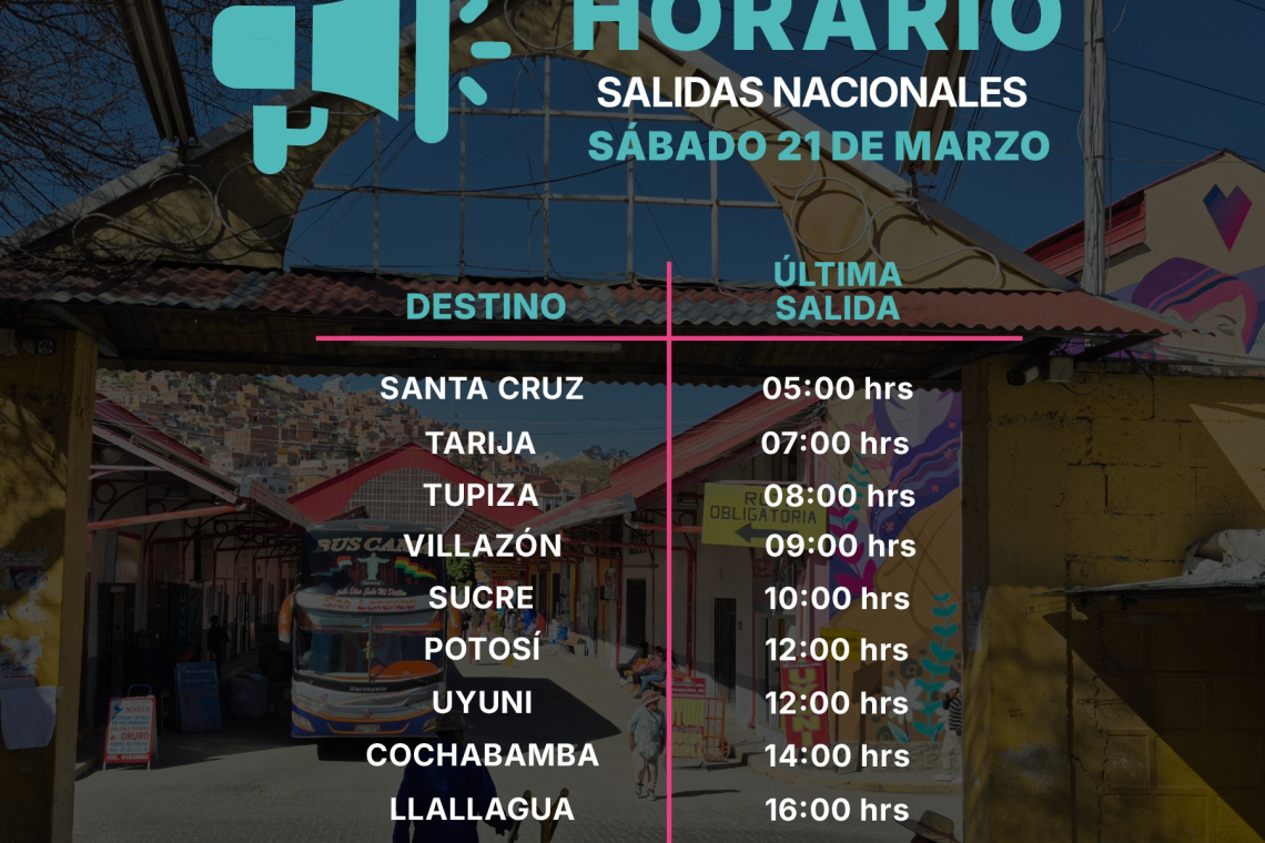 Terminal de Buses de La Paz fija última salida a las 18:00 del sábado por Auto de Buen Gobierno