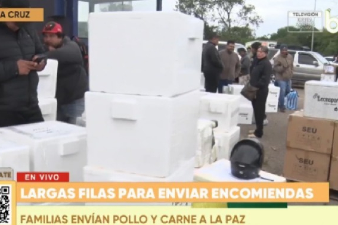 Reportan filas en el aeropuerto de Viru Viru para el envío de alimentos a La Paz