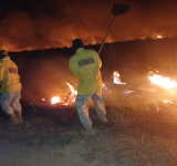 Navales contienen incendio forestal y protege infraestructura estratégica en Puerto Busch