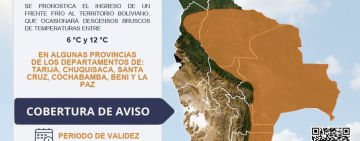  Frente frío afectará a seis departamentos desde este lunes 21 de septiembre 