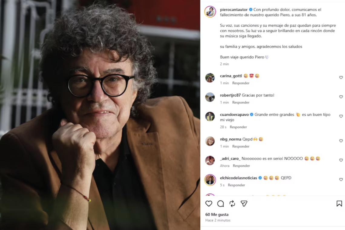 A los 81 años murió Piero, el cantante de “Mi viejo” y referente de la canción popular